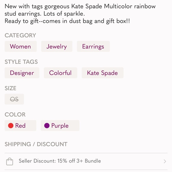 KATE SPADE Multicolor Stud earrings, New With Tags, Dust Bag, And Gift Box - Picture 8 of 8